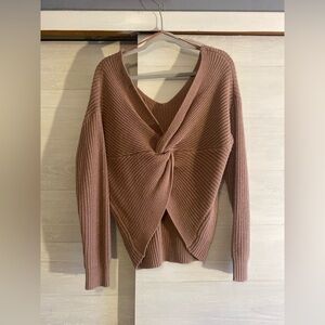 Love Tree V-Neck Knotted Sweater in Mauve